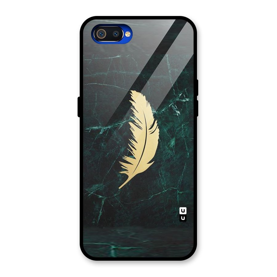 Golden Feather Glass Back Case for Realme C2
