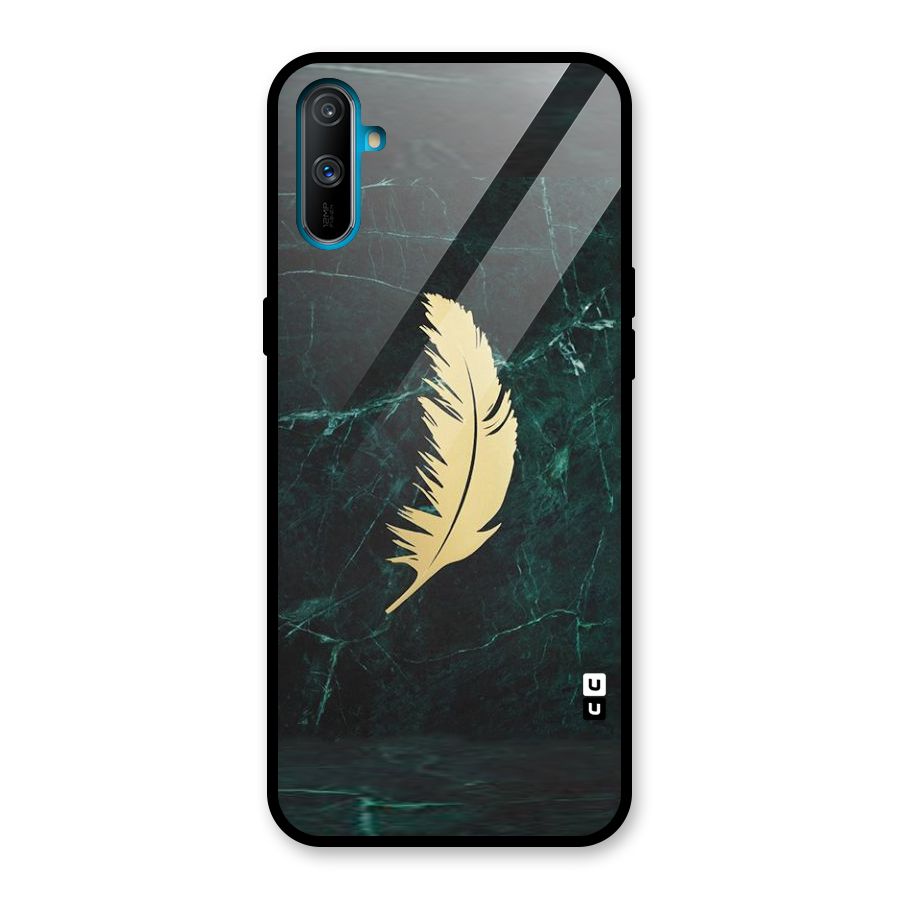 Golden Feather Glass Back Case for Realme C3