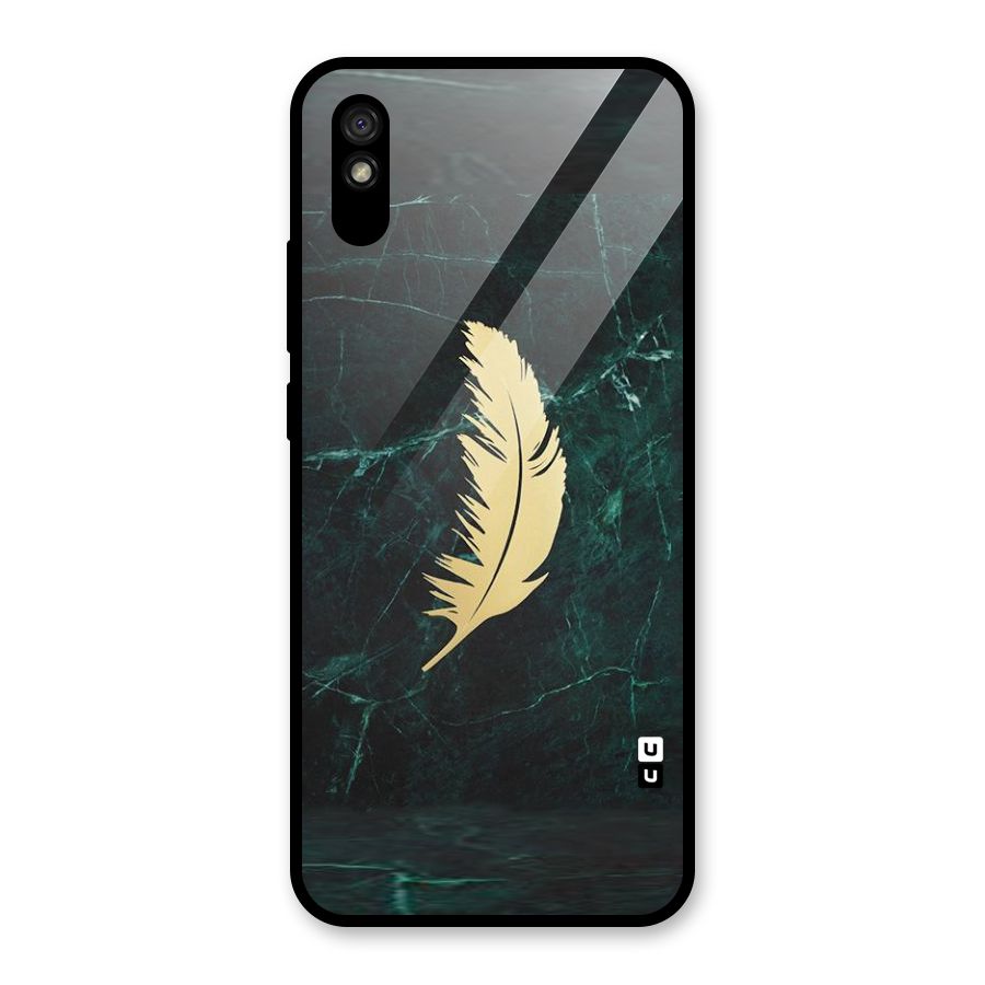 Golden Feather Glass Back Case for Redmi 9i