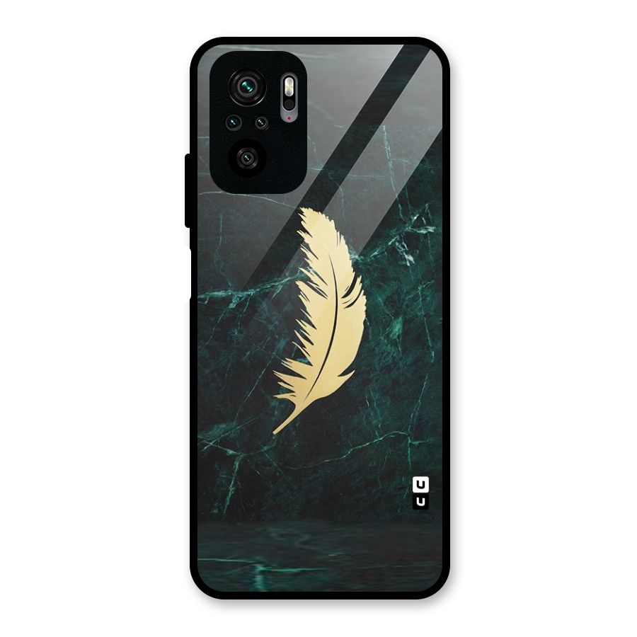 Golden Feather Glass Back Case for Redmi Note 10S