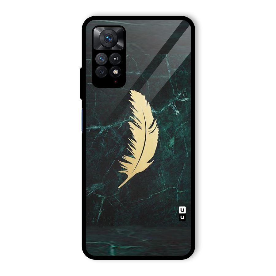 Golden Feather Glass Back Case for Redmi Note 11 Pro