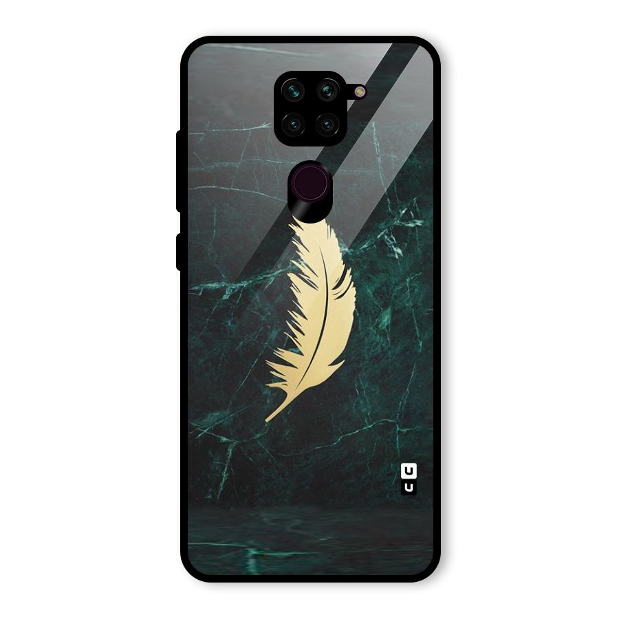 Golden Feather Glass Back Case for Redmi Note 9