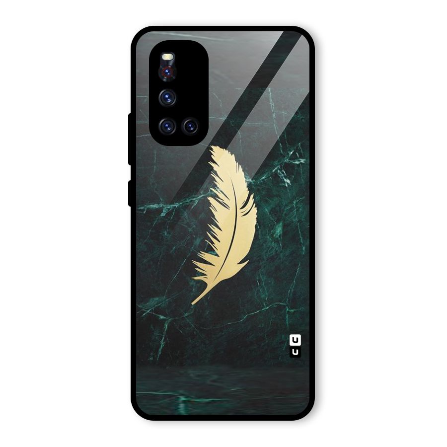 Golden Feather Glass Back Case for Vivo V19
