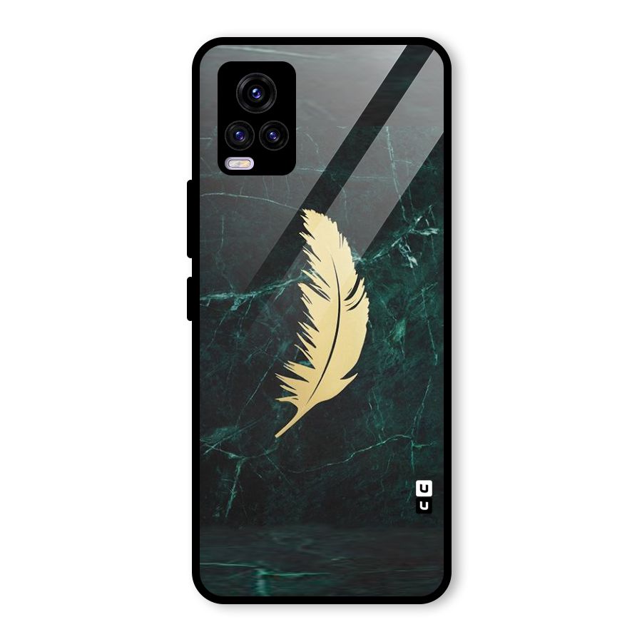 Golden Feather Glass Back Case for Vivo V20