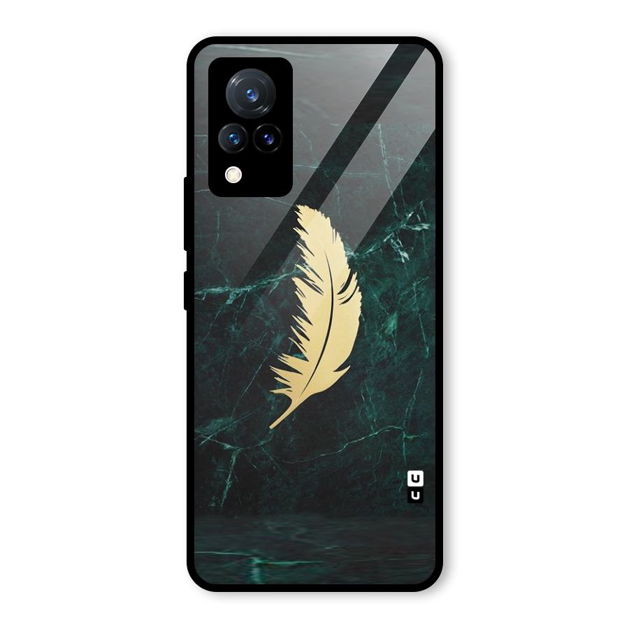 Golden Feather Glass Back Case for Vivo V21 5G
