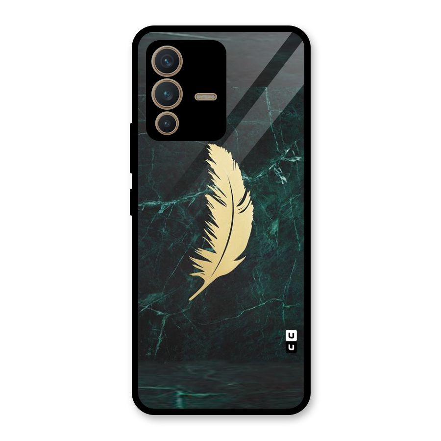 Golden Feather Glass Back Case for Vivo V23 5G