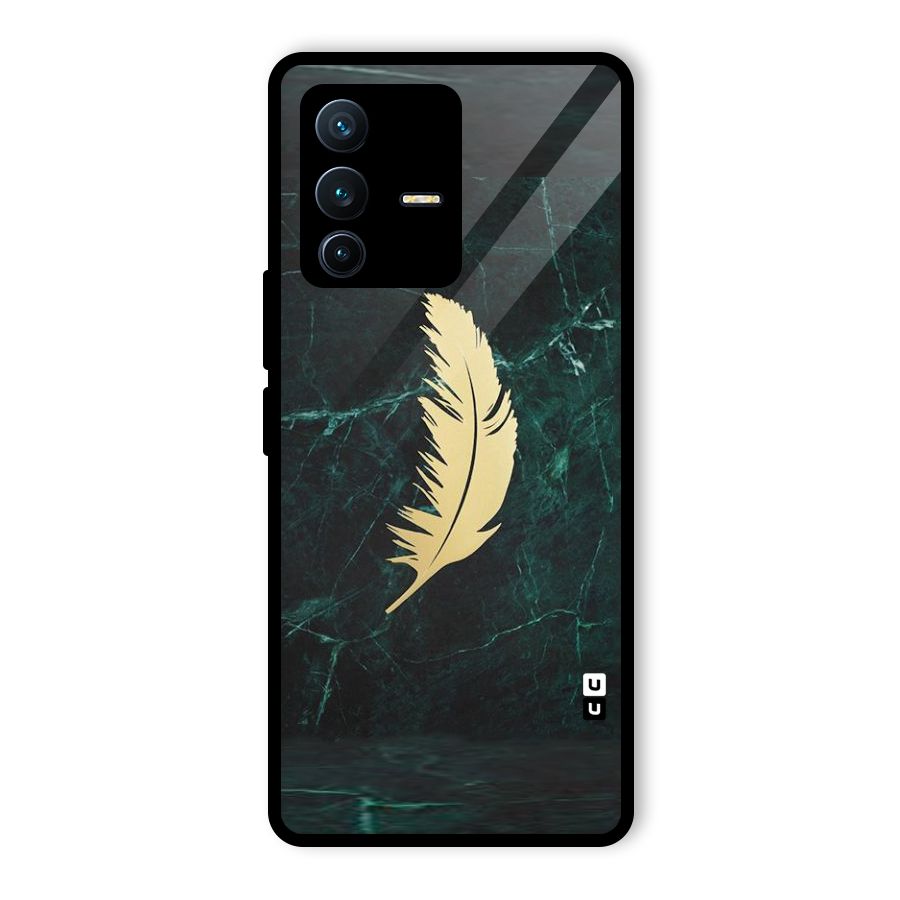 Golden Feather Glass Back Case for Vivo V23 Pro