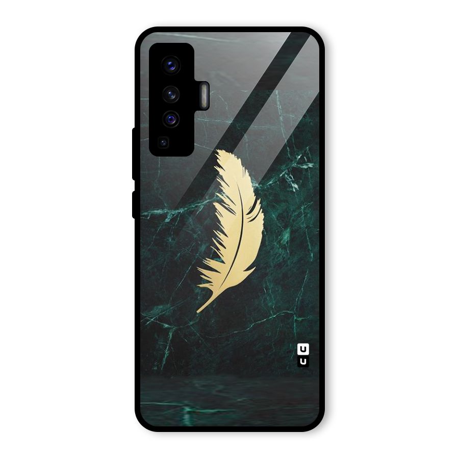 Golden Feather Glass Back Case for Vivo X50
