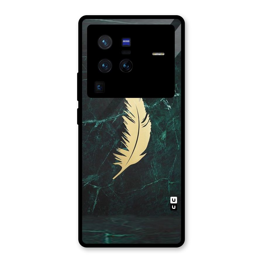 Golden Feather Glass Back Case for Vivo X80 Pro