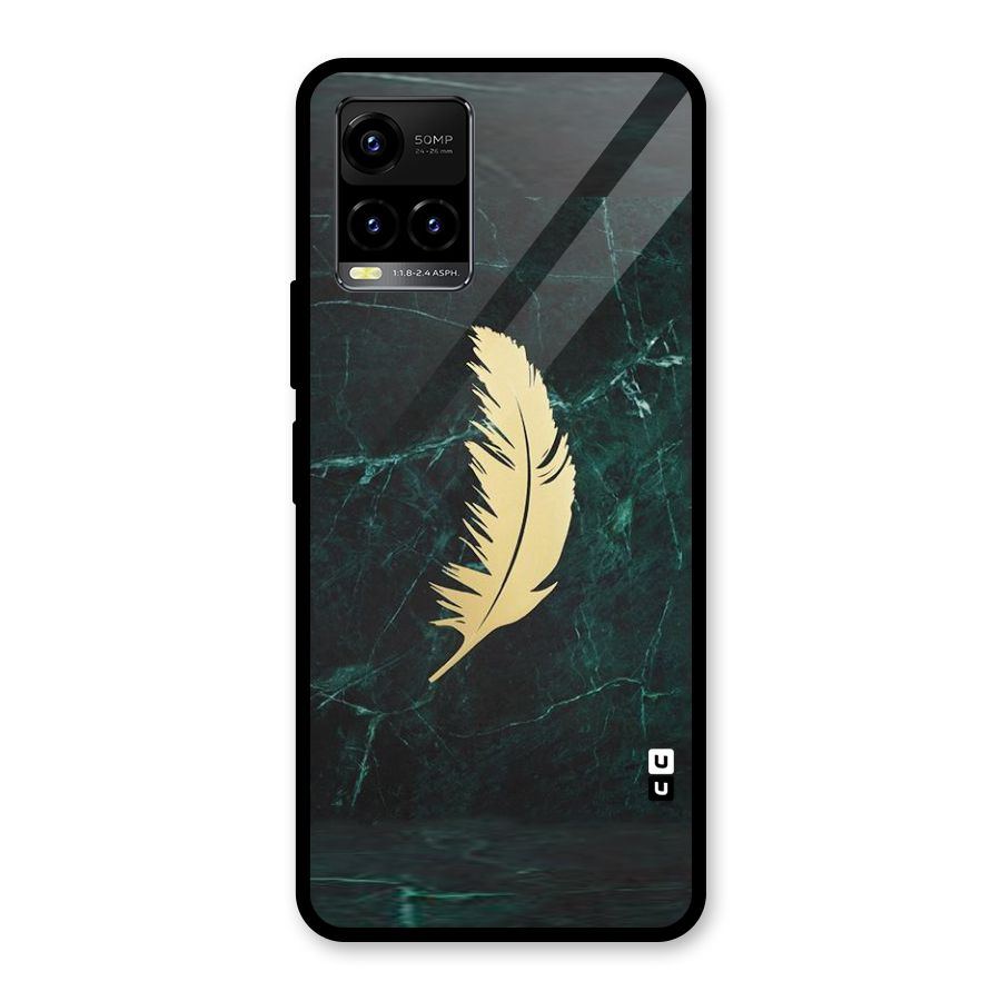 Golden Feather Glass Back Case for Vivo Y21T