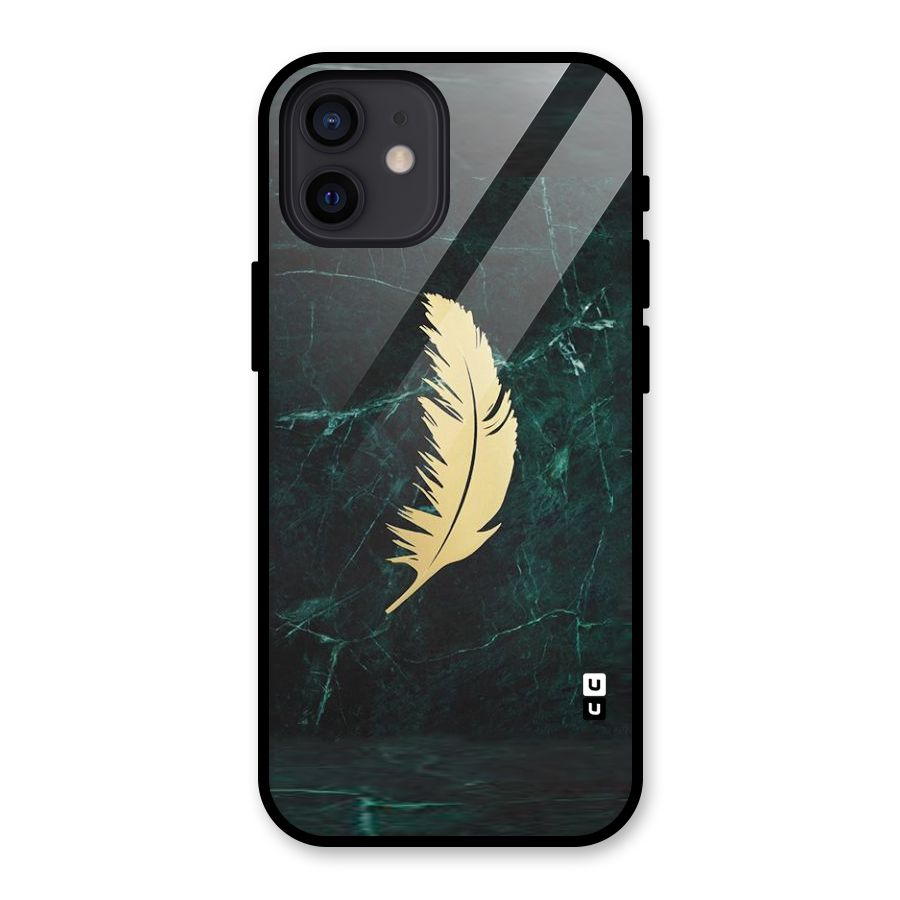 Golden Feather Glass Back Case for iPhone 12