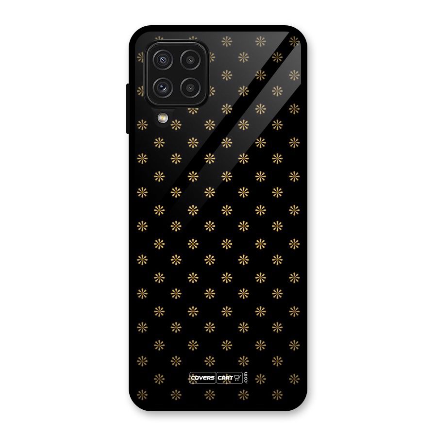 Golden Flowers Glass Back Case for Galaxy A22 4G