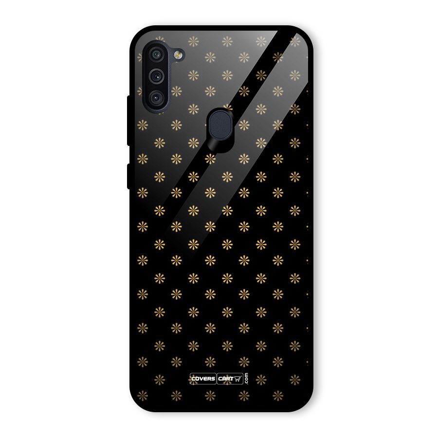 Golden Flowers Glass Back Case for Galaxy M11