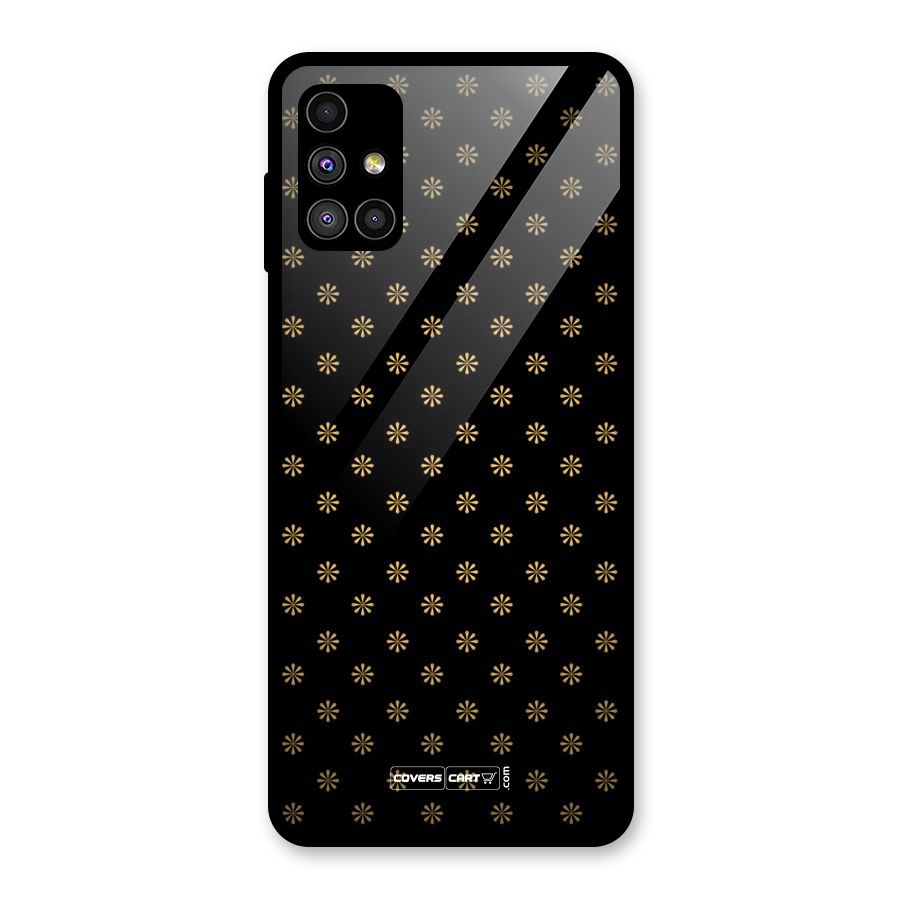 Golden Flowers Glass Back Case for Galaxy M51