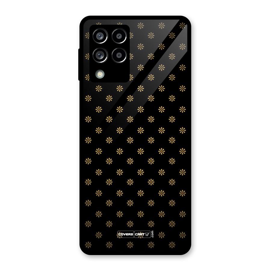 Golden Flowers Glass Back Case for Galaxy M53 5G