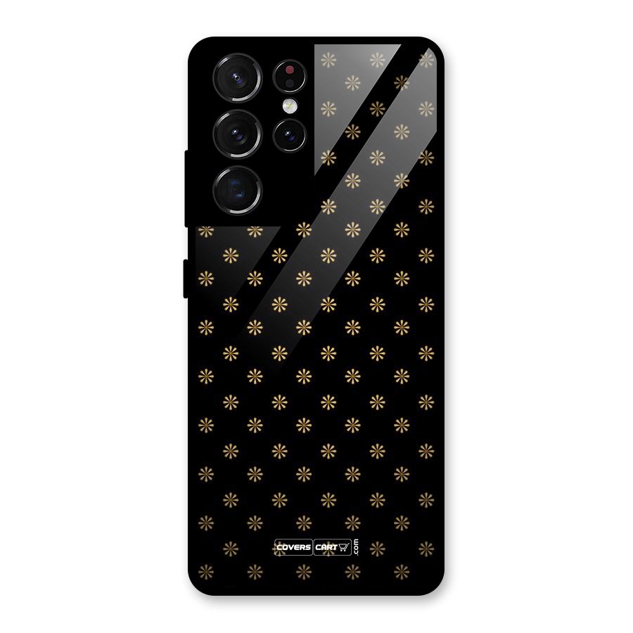 Golden Flowers Glass Back Case for Galaxy S21 Ultra 5G