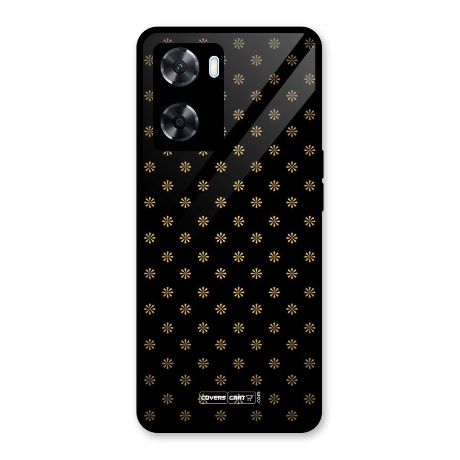 Golden Flowers Glass Back Case for Oppo A77