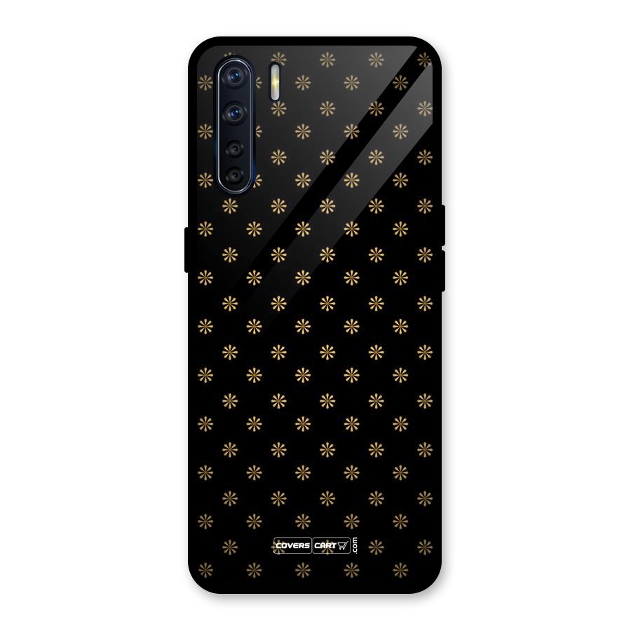 Golden Flowers Glass Back Case for Oppo F15