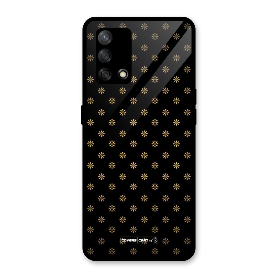 Golden Flowers Glass Back Case for Oppo F19
