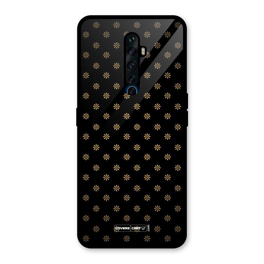Golden Flowers Glass Back Case for Oppo Reno2 F