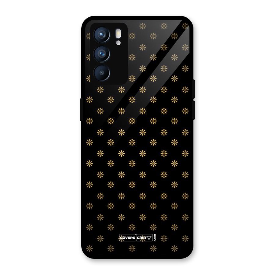 Golden Flowers Glass Back Case for Oppo Reno6 5G