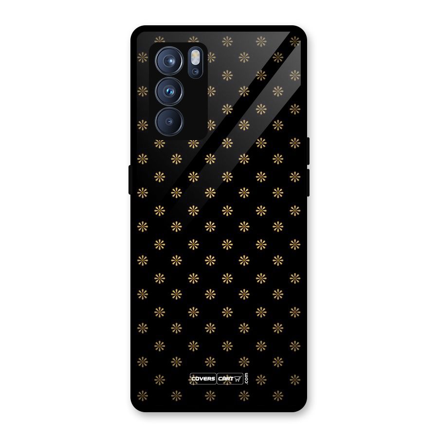 Golden Flowers Glass Back Case for Oppo Reno6 Pro 5G