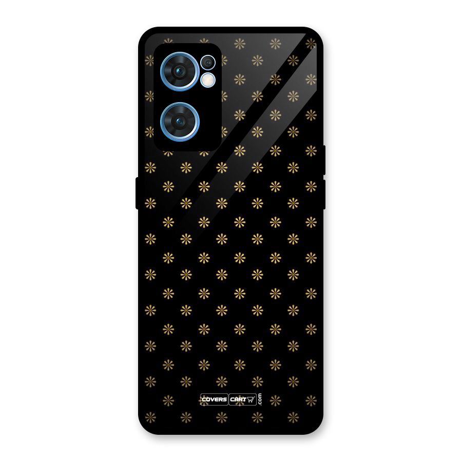 Golden Flowers Glass Back Case for Oppo Reno7 5G