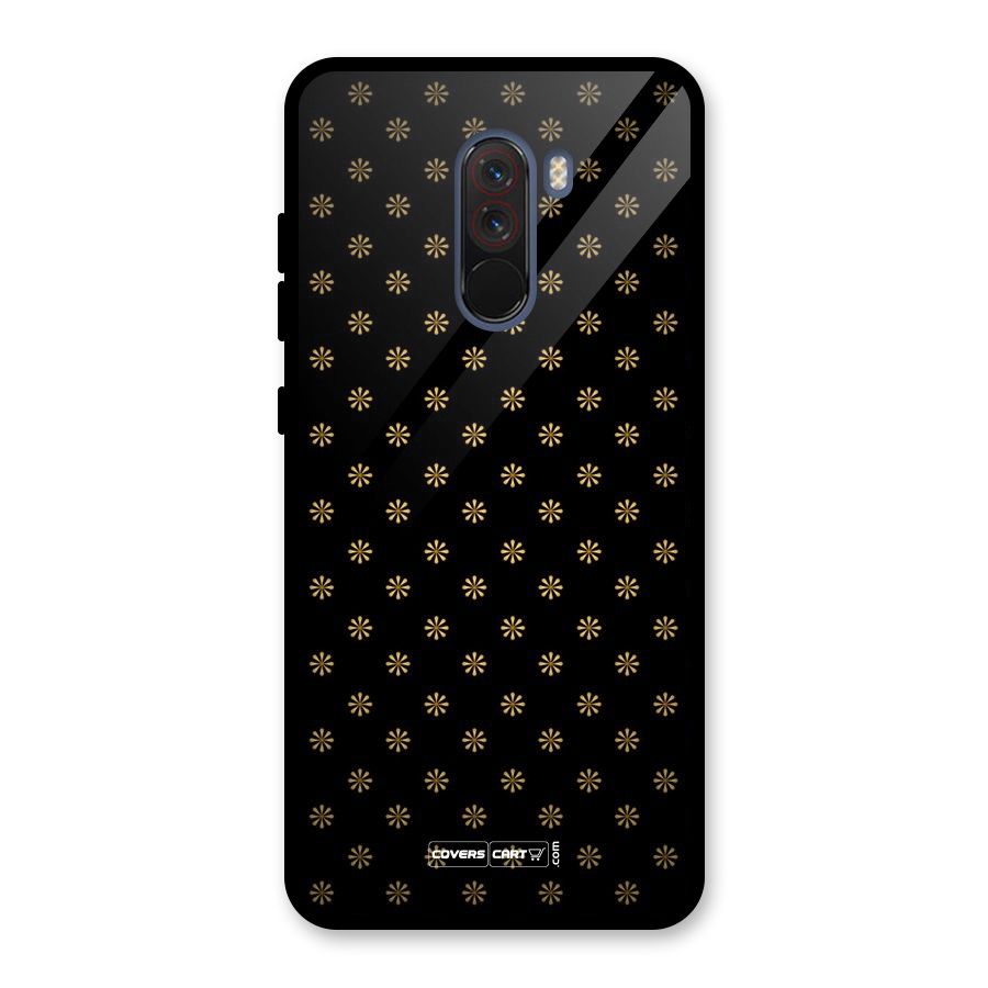 Golden Flowers Glass Back Case for Poco F1