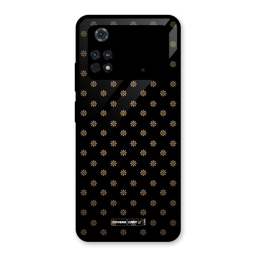 Golden Flowers Glass Back Case for Poco M4 Pro 4G
