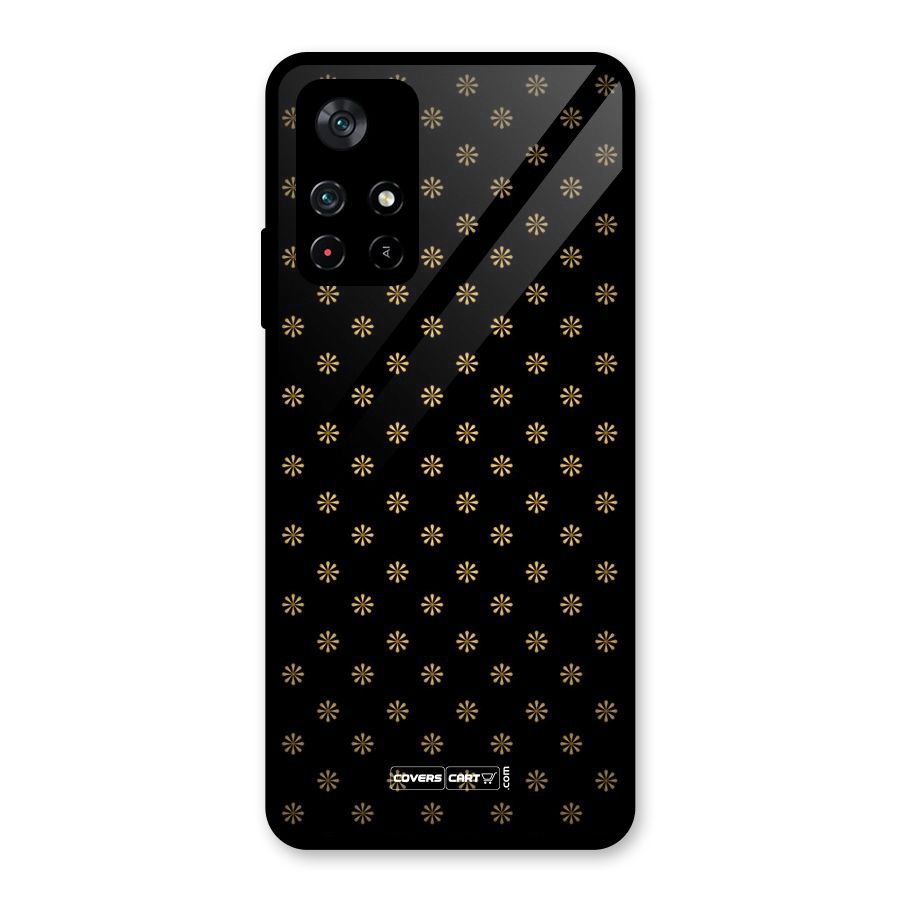 Golden Flowers Glass Back Case for Poco M4 Pro 5G