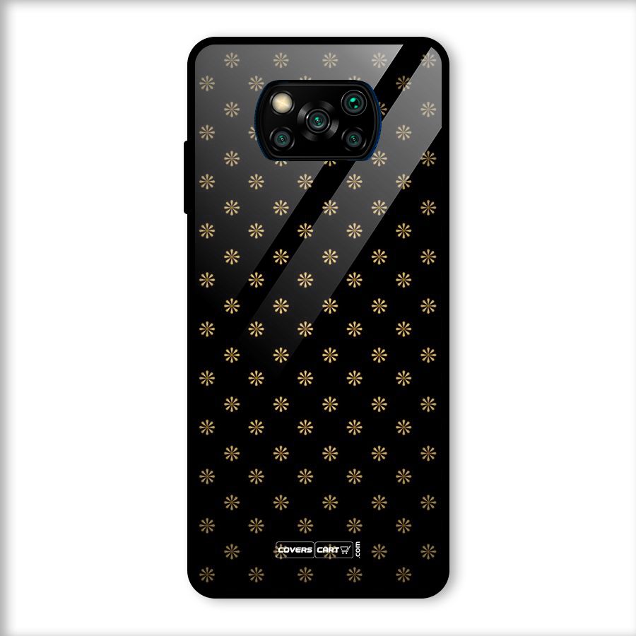Golden Flowers Glass Back Case for Poco X3