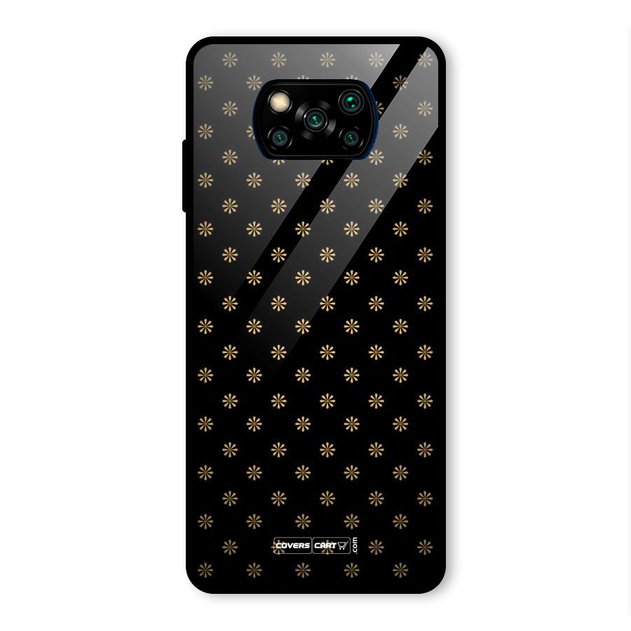 Golden Flowers Glass Back Case for Poco X3 Pro
