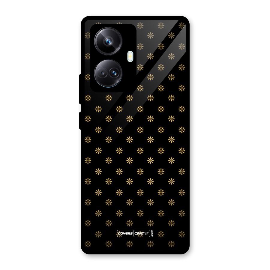 Golden Flowers Glass Back Case for Realme 10 Pro Plus