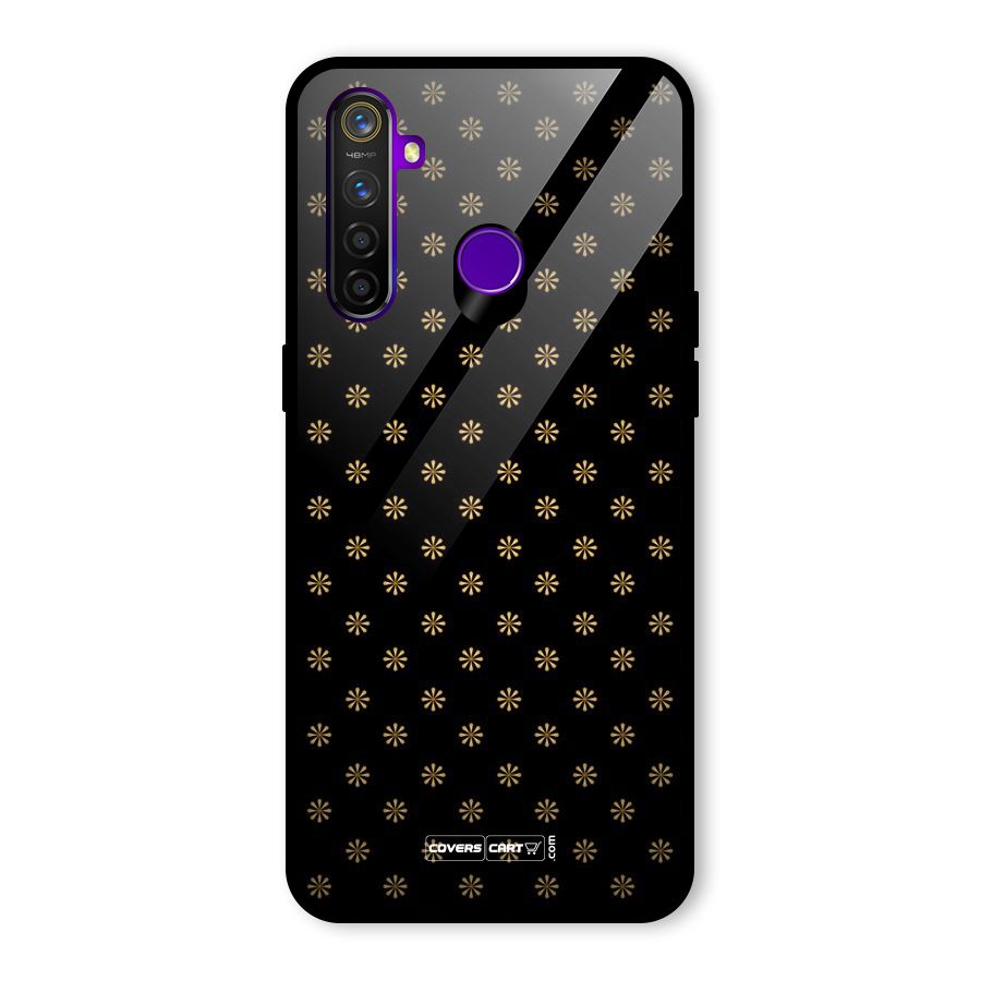 Golden Flowers Glass Back Case for Realme 5 Pro