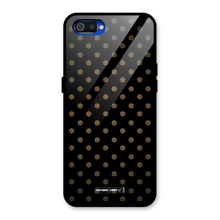 Golden Flowers Glass Back Case for Realme C2