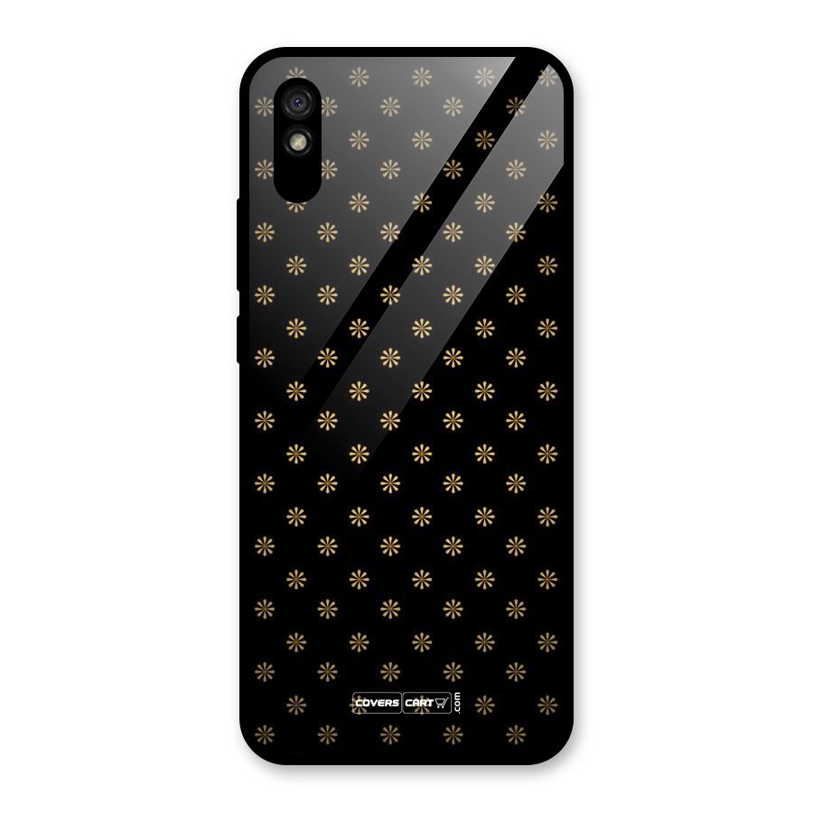 Golden Flowers Glass Back Case for Redmi 9i