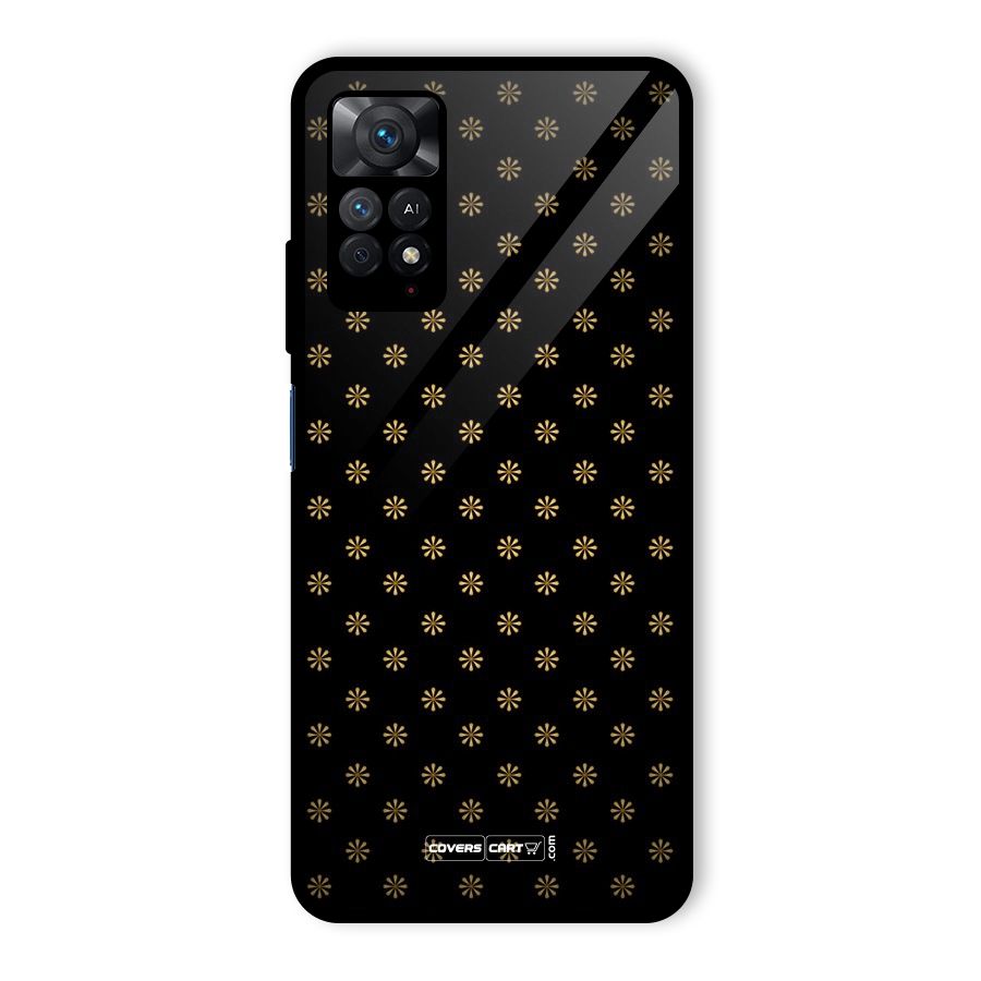 Golden Flowers Glass Back Case for Redmi Note 11 Pro