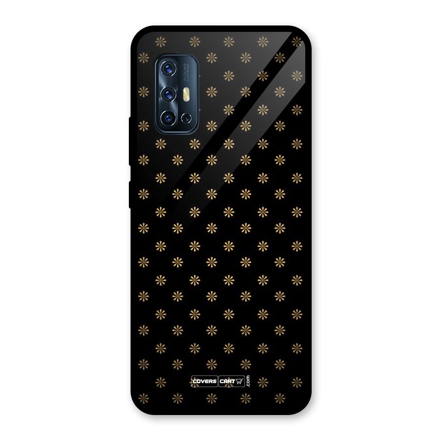 Golden Flowers Glass Back Case for Vivo V17