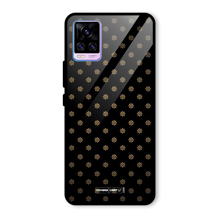 Golden Flowers Glass Back Case for Vivo V20 Pro