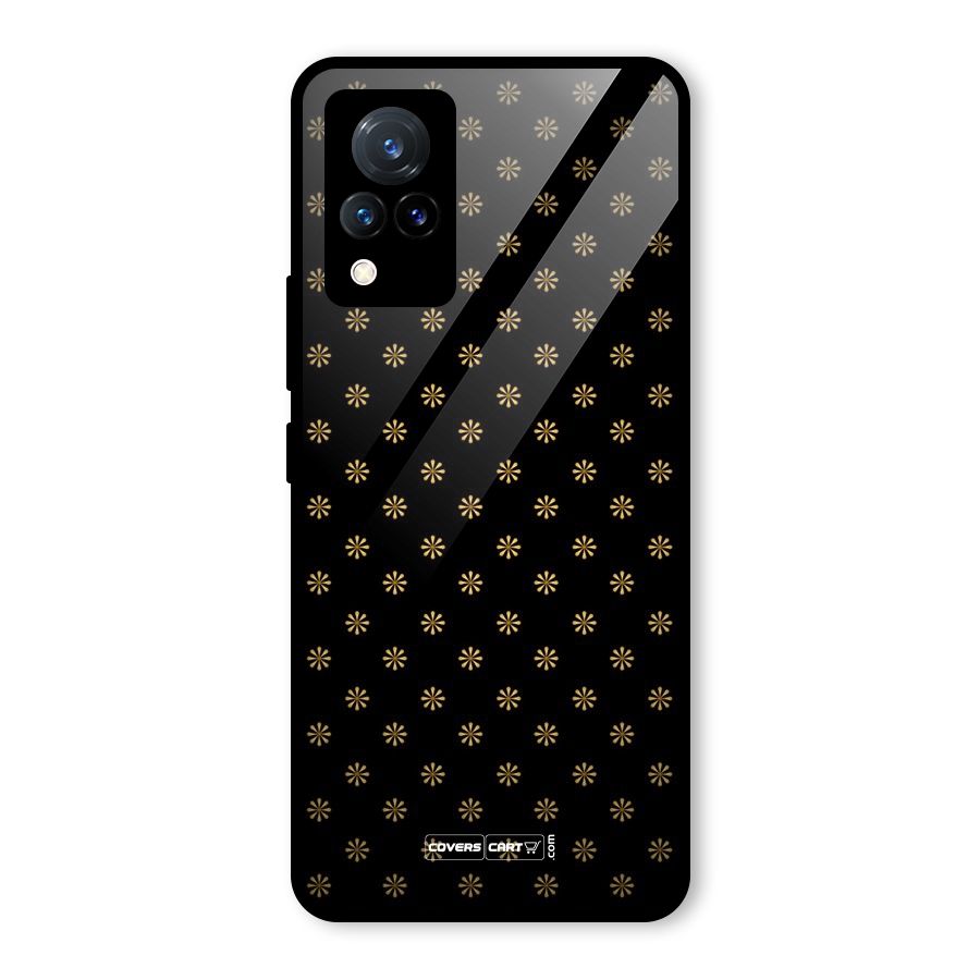 Golden Flowers Glass Back Case for Vivo V21 5G