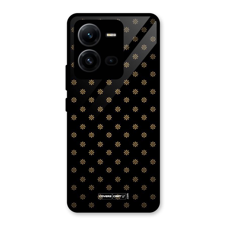 Golden Flowers Glass Back Case for Vivo V25