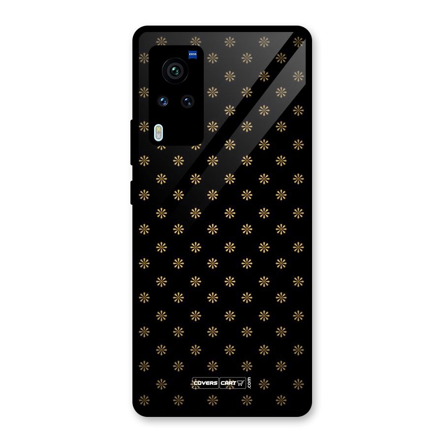 Golden Flowers Glass Back Case for Vivo X60 Pro