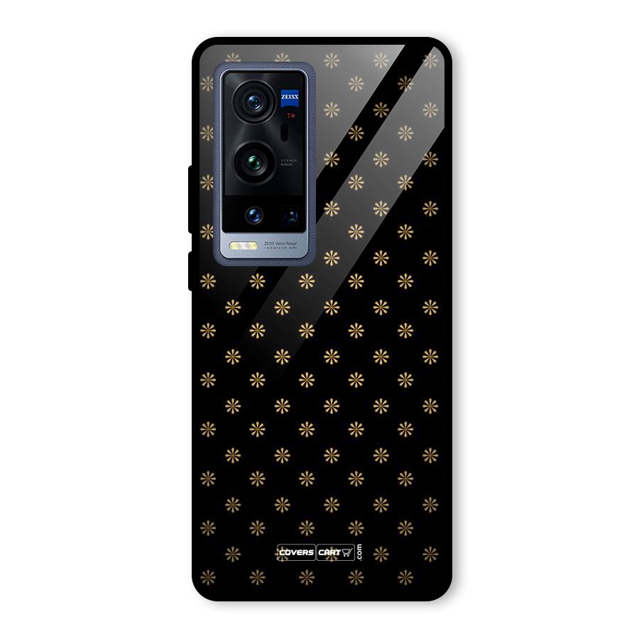 Golden Flowers Glass Back Case for Vivo X60 Pro Plus