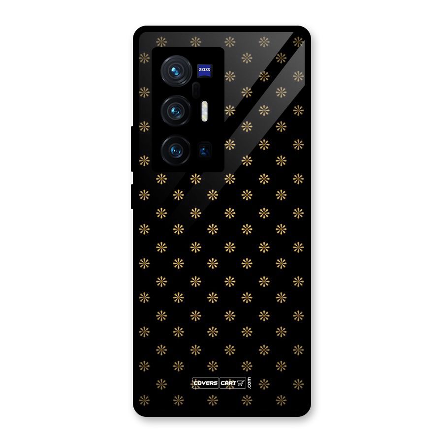 Golden Flowers Glass Back Case for Vivo X70 Pro Plus