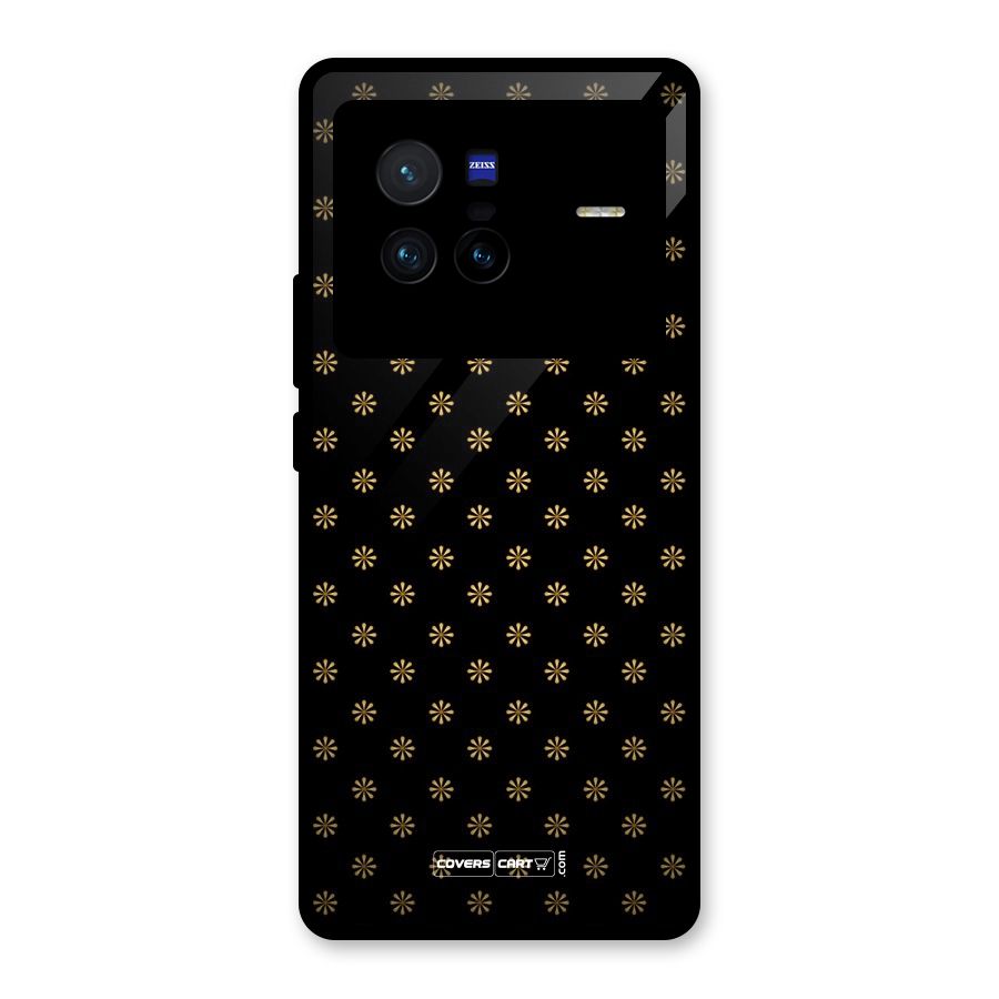Golden Flowers Glass Back Case for Vivo X80