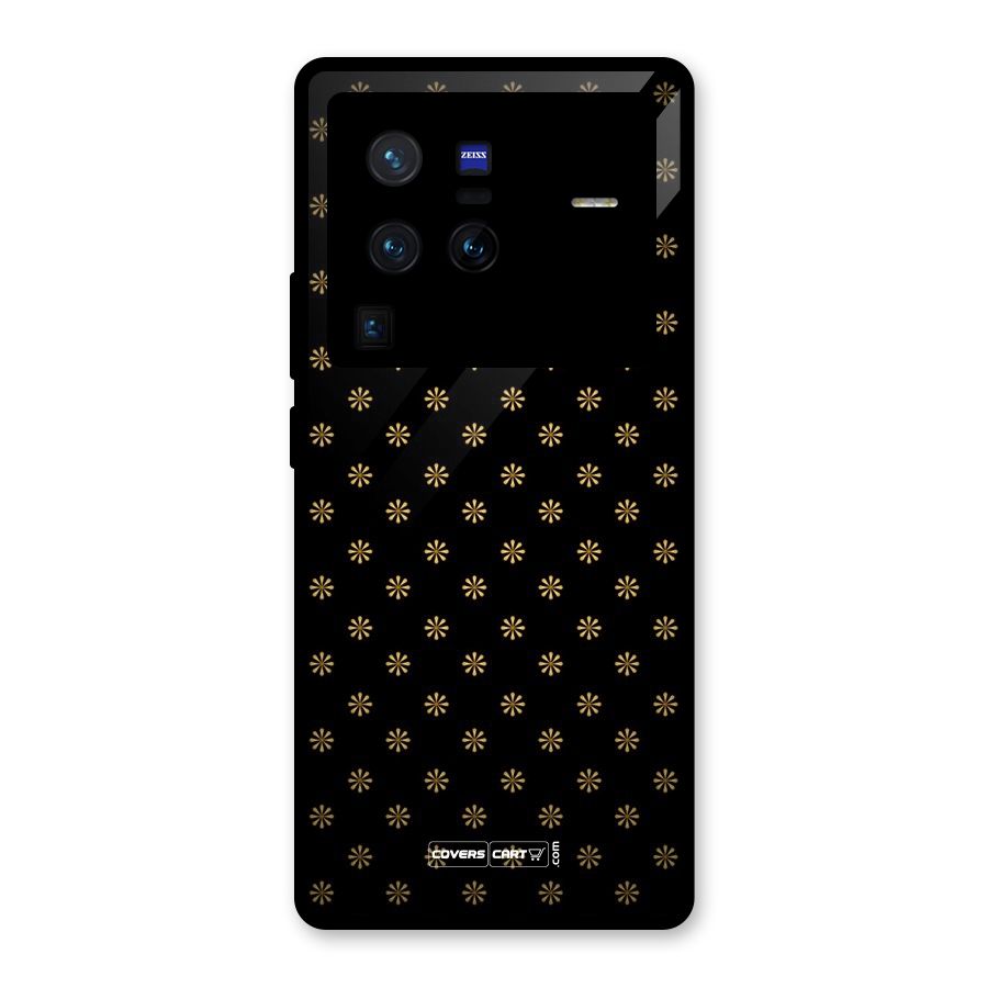 Golden Flowers Glass Back Case for Vivo X80 Pro
