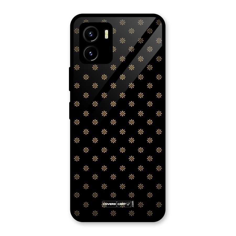 Golden Flowers Glass Back Case for Vivo Y15s