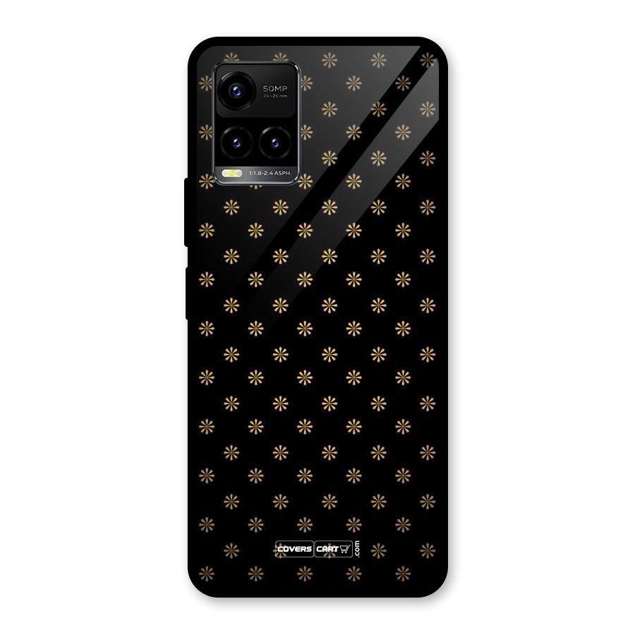 Golden Flowers Glass Back Case for Vivo Y21T