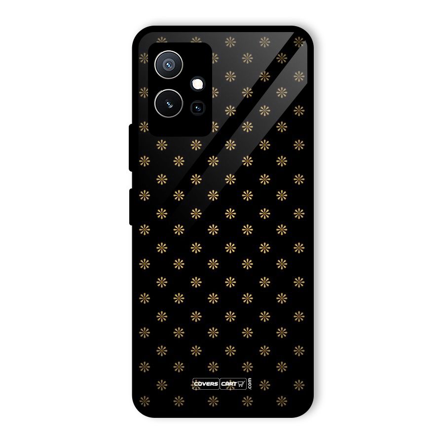 Golden Flowers Glass Back Case for Vivo Y75 5G
