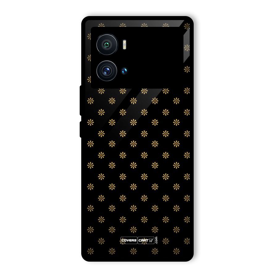 Golden Flowers Glass Back Case for Vivo iQOO 9 Pro